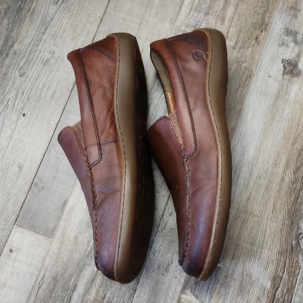 Born Mens Eberhard Venetian Brown Slip‎ On Loafer SZ 11.5 Leather Casual Neutral